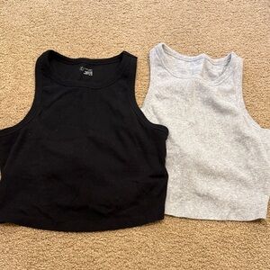 Women's Black and Gray Tank Tops